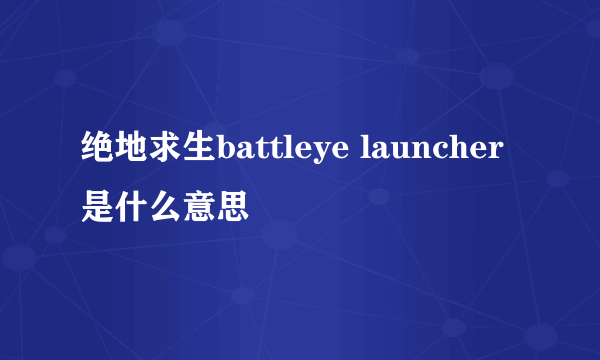 绝地求生battleye launcher是什么意思