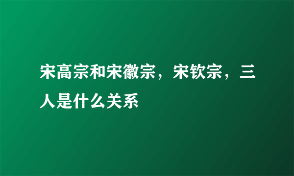 宋高宗和宋徽宗，宋钦宗，三人是什么关系