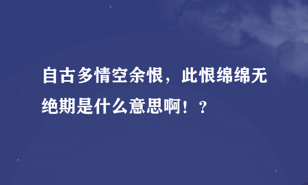 自古多情空余恨，此恨绵绵无绝期是什么意思啊！？