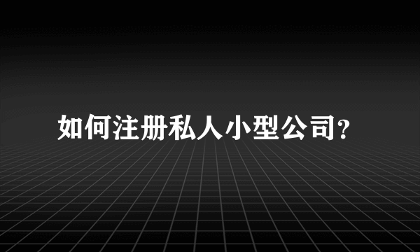 如何注册私人小型公司？