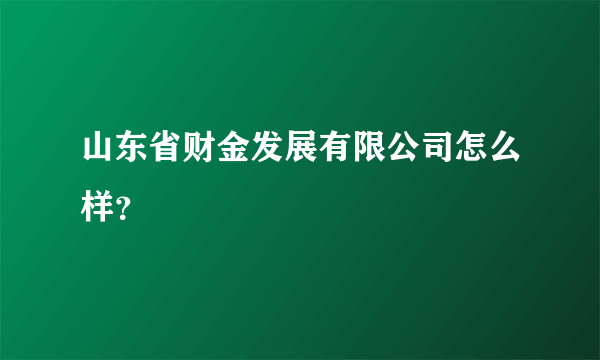 山东省财金发展有限公司怎么样？