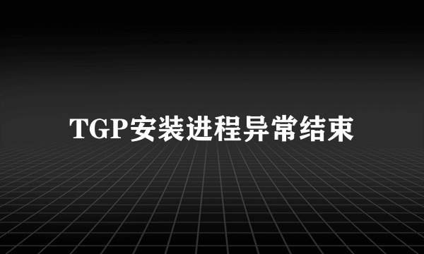 TGP安装进程异常结束