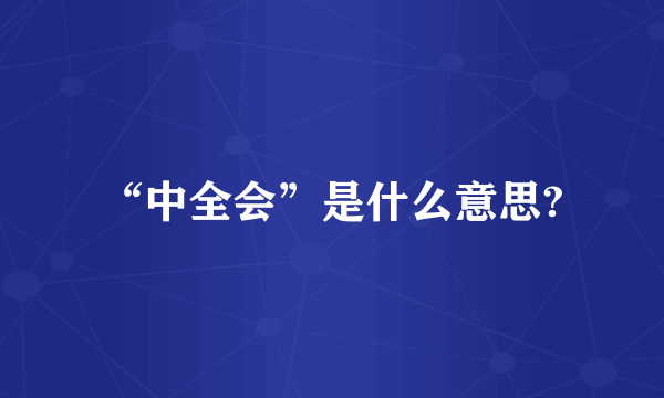 “中全会”是什么意思?