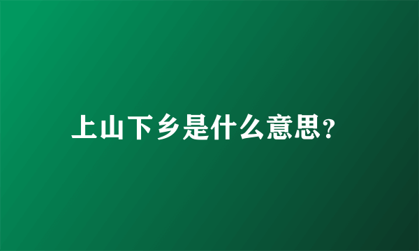 上山下乡是什么意思？