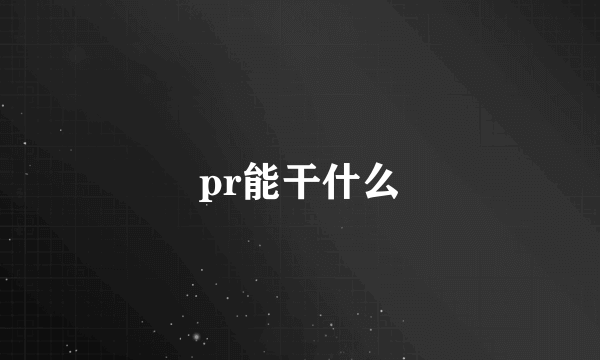 pr能干什么