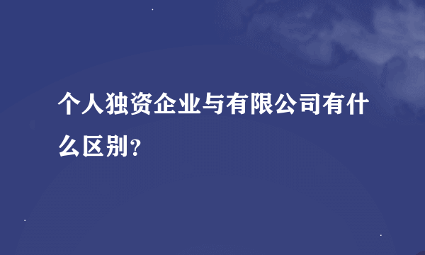 个人独资企业与有限公司有什么区别？