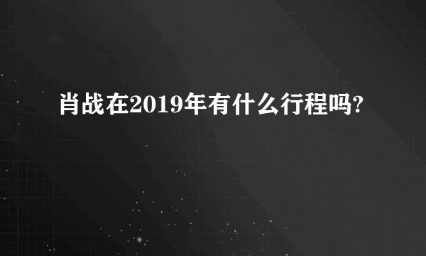 肖战在2019年有什么行程吗?