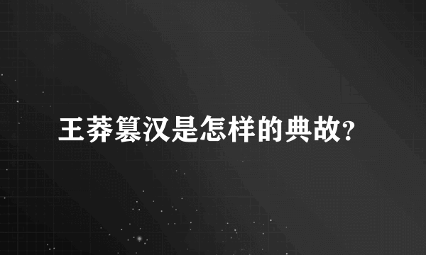 王莽篡汉是怎样的典故？