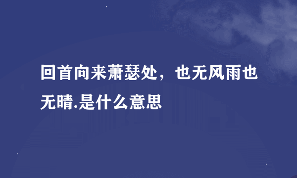 回首向来萧瑟处，也无风雨也无晴.是什么意思