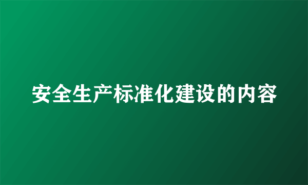 安全生产标准化建设的内容