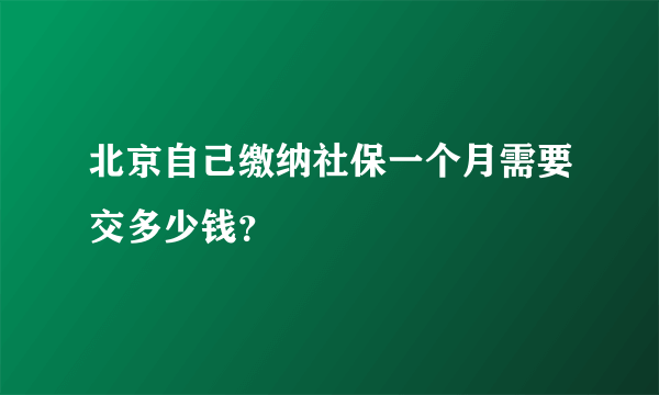 北京自己缴纳社保一个月需要交多少钱？