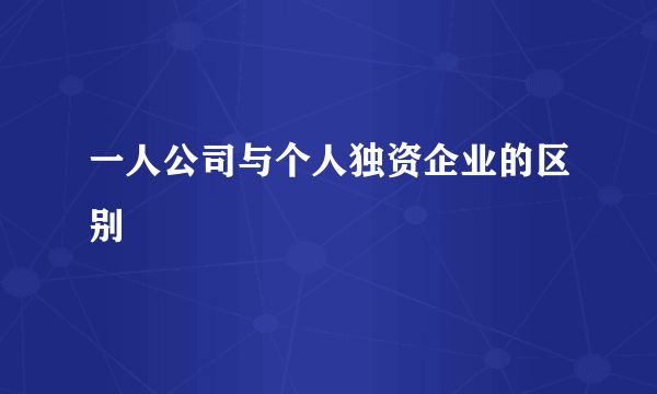 一人公司与个人独资企业的区别