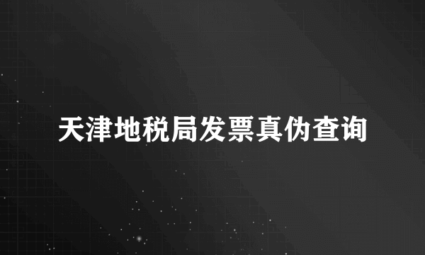 天津地税局发票真伪查询