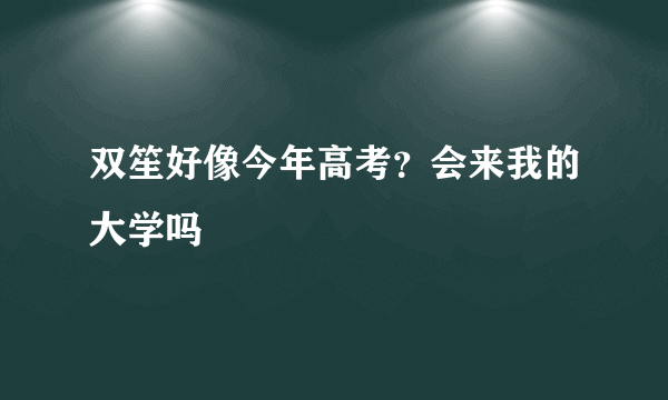 双笙好像今年高考？会来我的大学吗