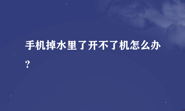 手机掉水里了开不了机怎么办？