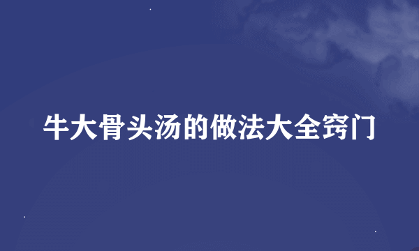 牛大骨头汤的做法大全窍门