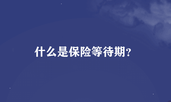 什么是保险等待期？