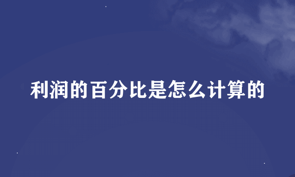 利润的百分比是怎么计算的