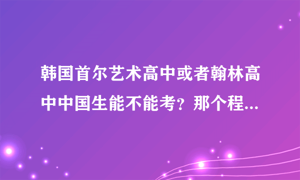 韩国首尔艺术高中或者翰林高中中国生能不能考？那个程潇也是中国人，