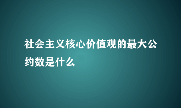 社会主义核心价值观的最大公约数是什么