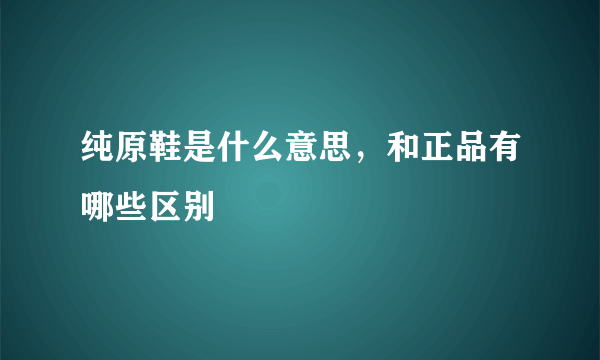 纯原鞋是什么意思，和正品有哪些区别