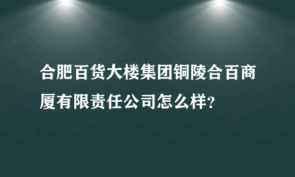 合肥百货大楼集团铜陵合百商厦有限责任公司怎么样？