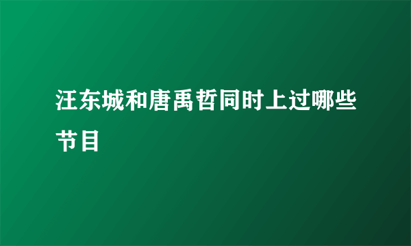 汪东城和唐禹哲同时上过哪些节目