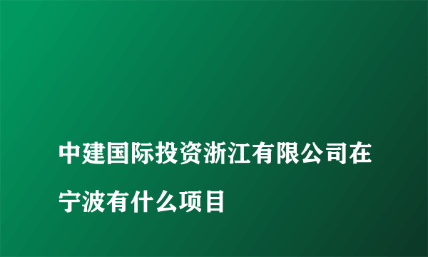 
中建国际投资浙江有限公司在宁波有什么项目
