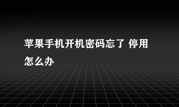 苹果手机开机密码忘了 停用怎么办