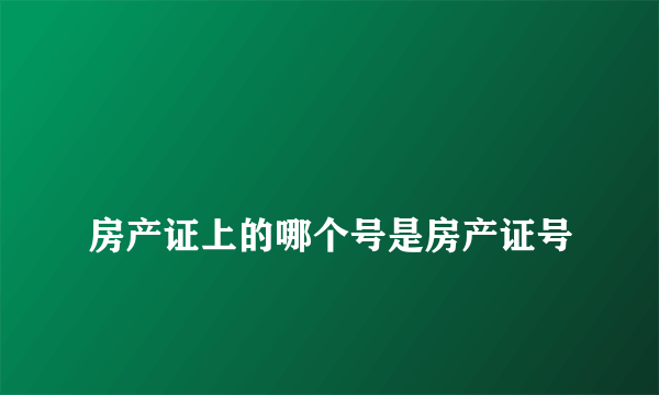 
房产证上的哪个号是房产证号
