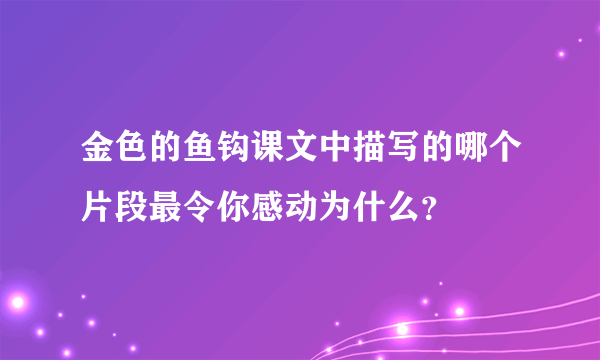 金色的鱼钩课文中描写的哪个片段最令你感动为什么？