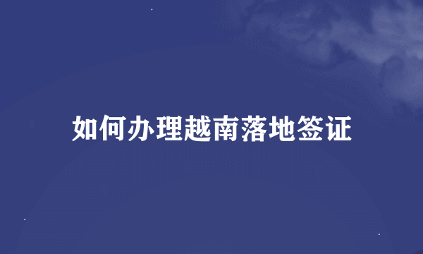 如何办理越南落地签证