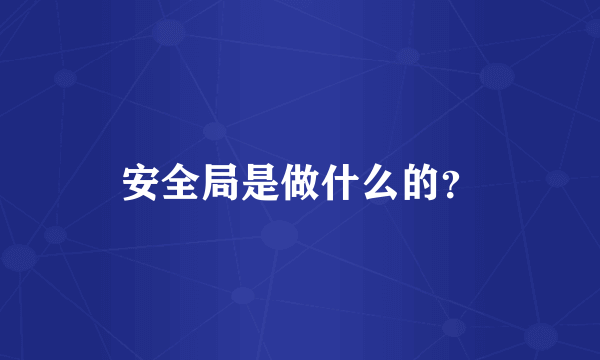 安全局是做什么的？