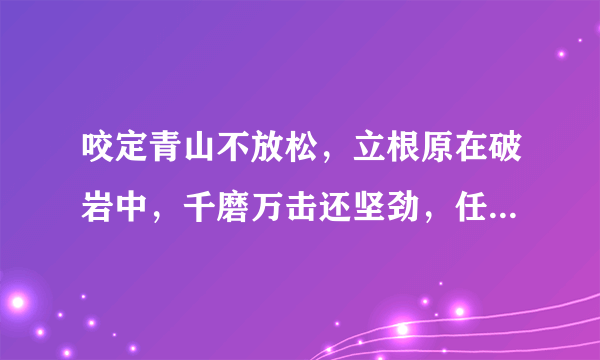 咬定青山不放松，立根原在破岩中，千磨万击还坚劲，任尔东西南北风，什么意思