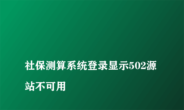 
社保测算系统登录显示502源站不可用
