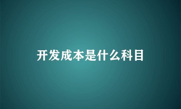 开发成本是什么科目