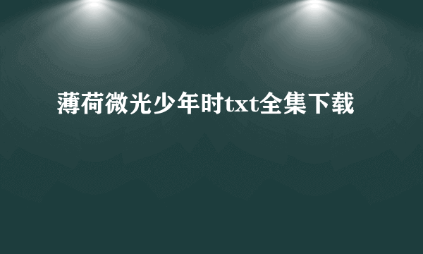 薄荷微光少年时txt全集下载