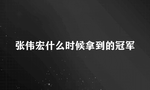 张伟宏什么时候拿到的冠军