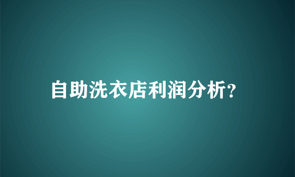 自助洗衣店利润分析？