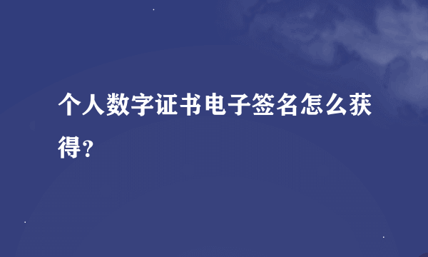 个人数字证书电子签名怎么获得？