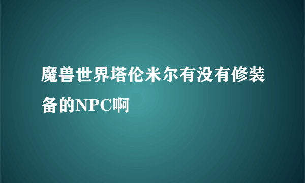 魔兽世界塔伦米尔有没有修装备的NPC啊