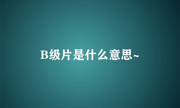 B级片是什么意思~