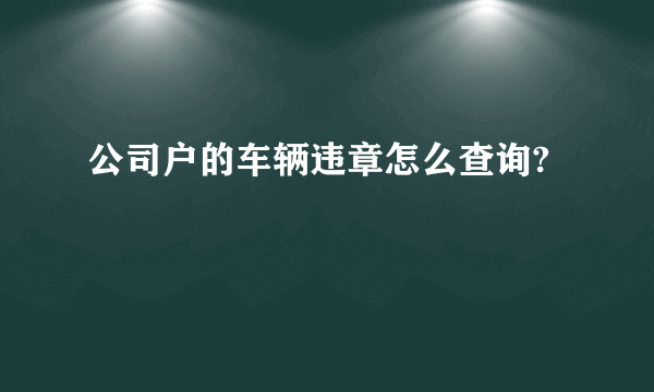 公司户的车辆违章怎么查询?