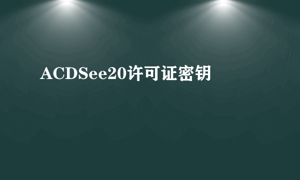 ACDSee20许可证密钥