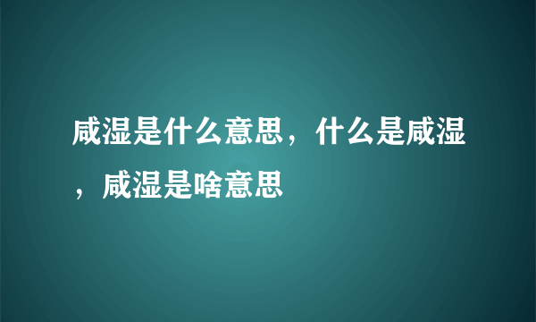 咸湿是什么意思，什么是咸湿，咸湿是啥意思