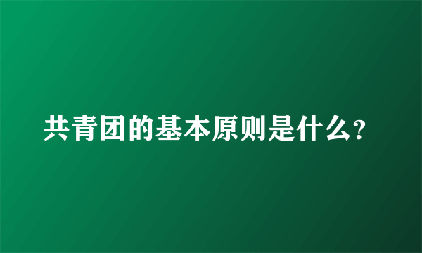 共青团的基本原则是什么？