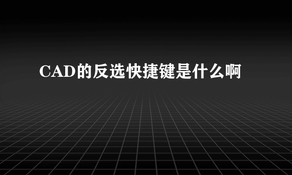 CAD的反选快捷键是什么啊