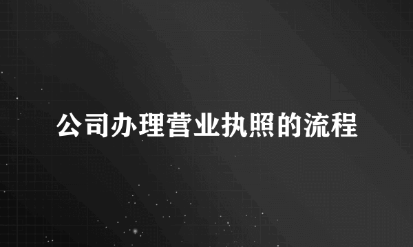 公司办理营业执照的流程