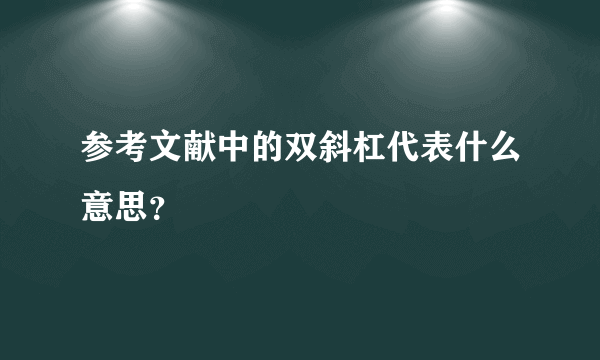 参考文献中的双斜杠代表什么意思？