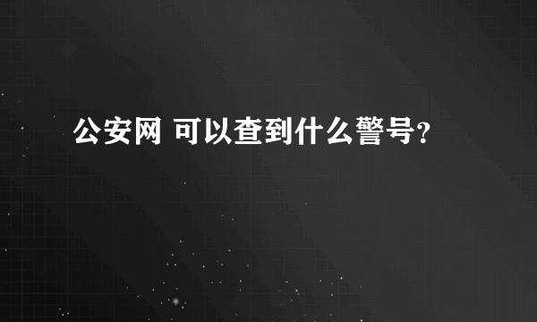 公安网 可以查到什么警号？